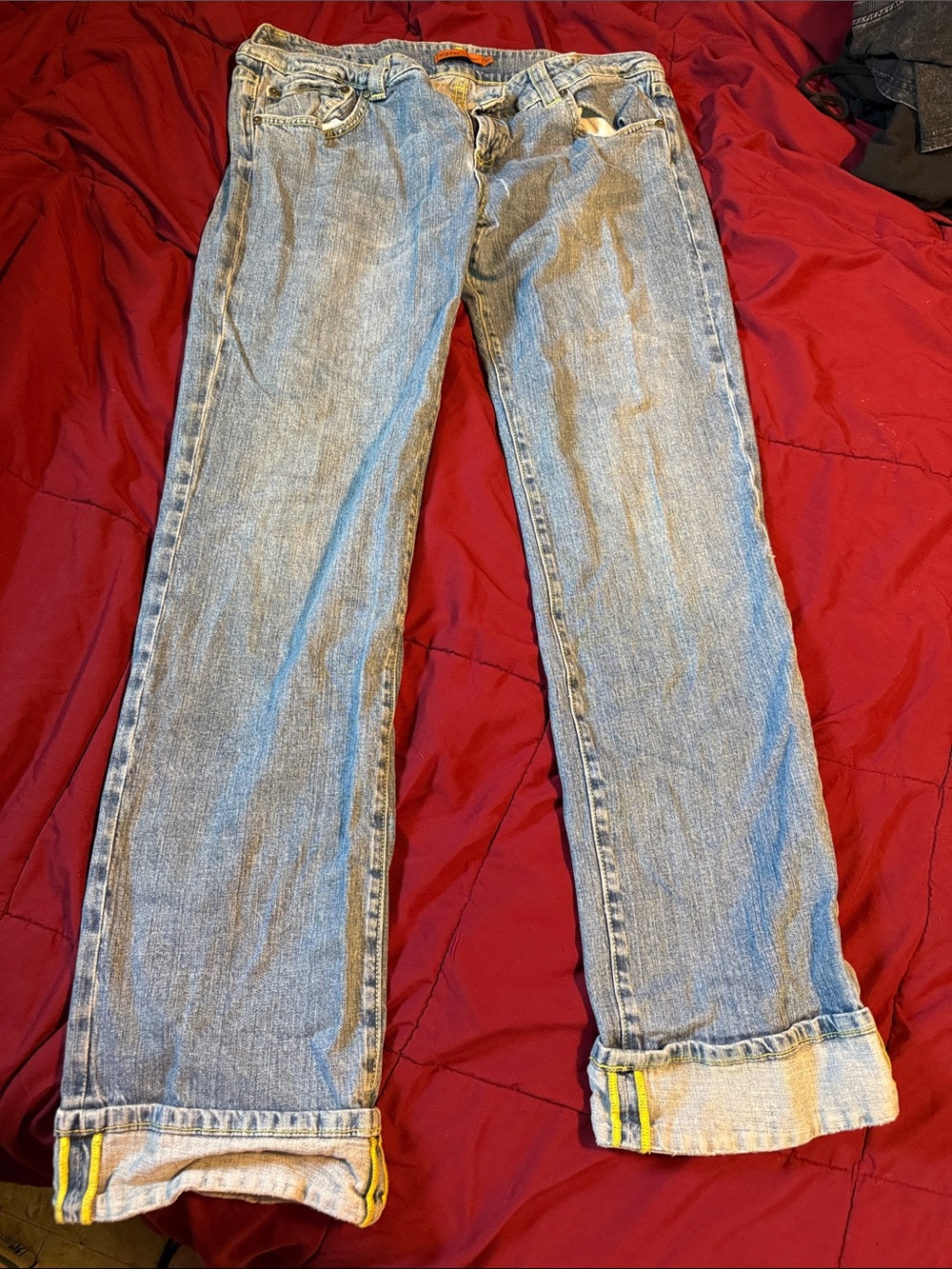 Vigoss Light Blue Denim Jeans with Yellow Stitching